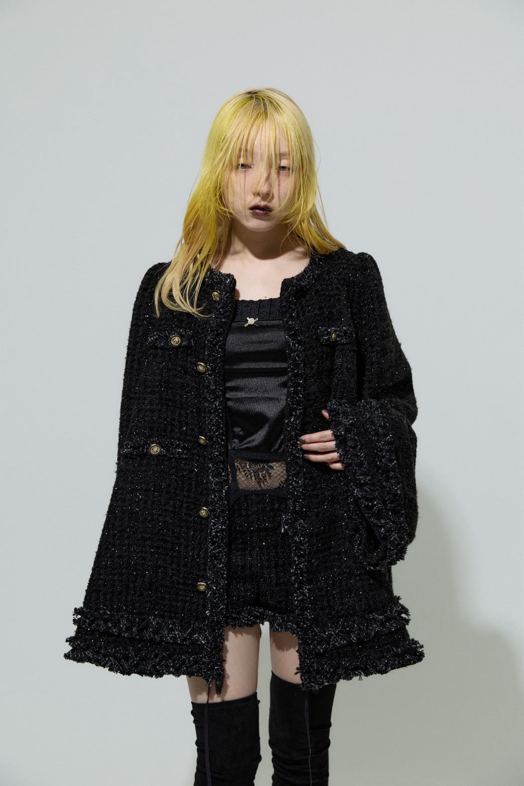 Tweed Bell Dress(Black)