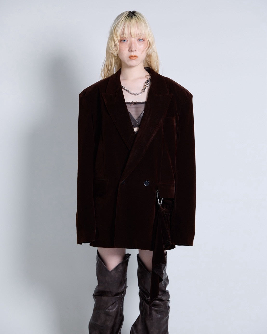 【9月下旬】Velvet Tailored Jacket(Brown）＜店頭予約＞