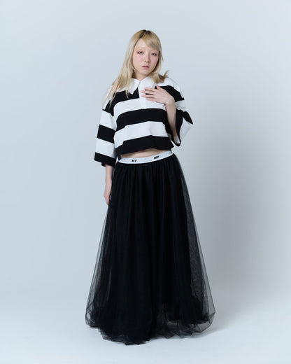 Double Collar Rugby Shirt (White×Black)