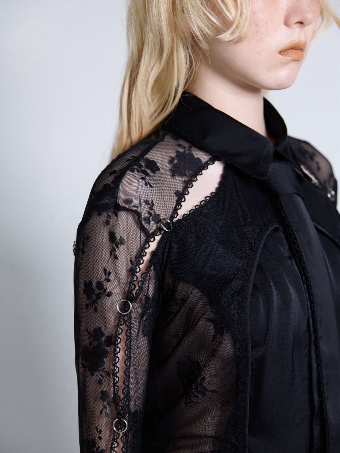 Pierced Lingerie Shirt(Black)