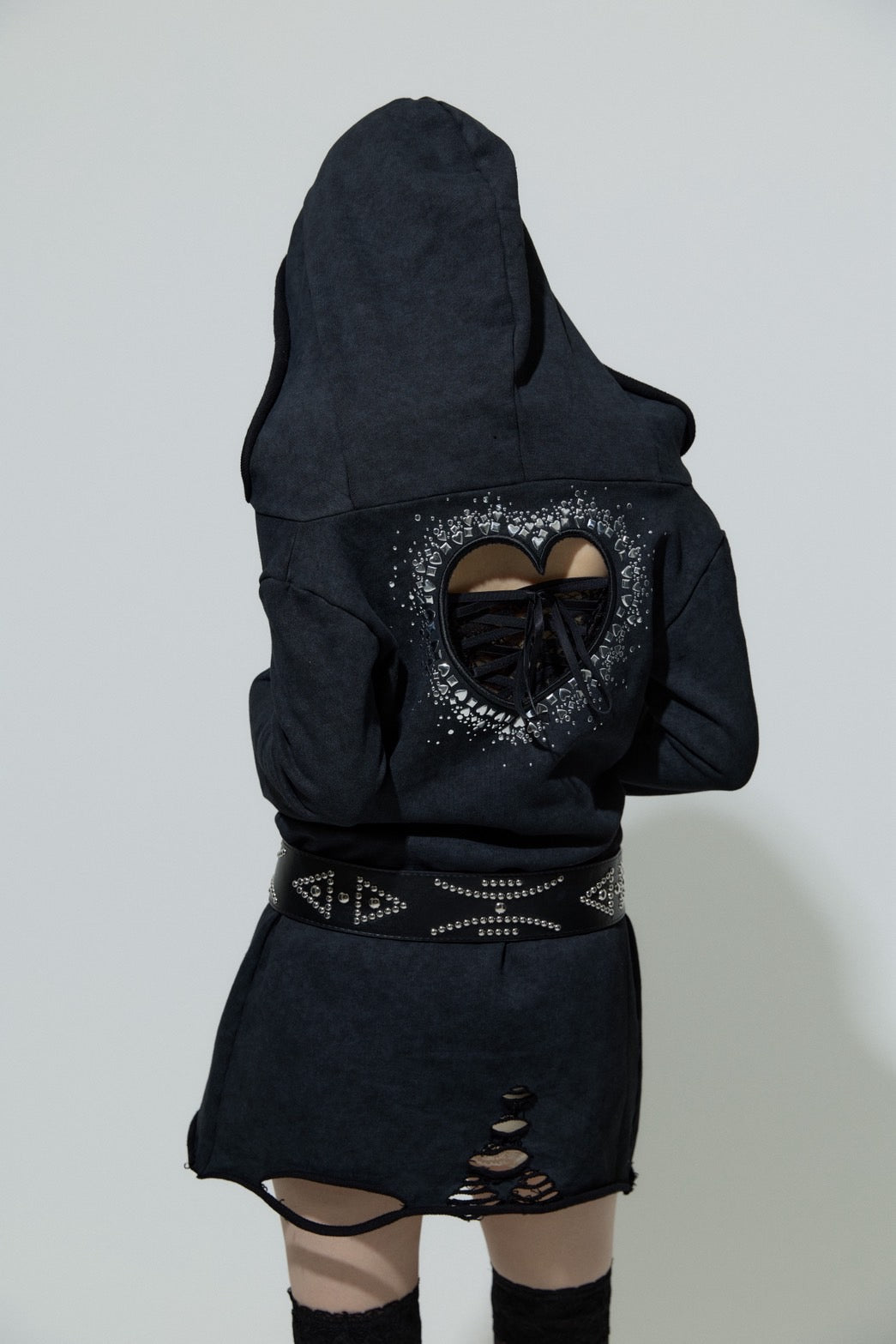 Metal Studs Wide Belt(Black)