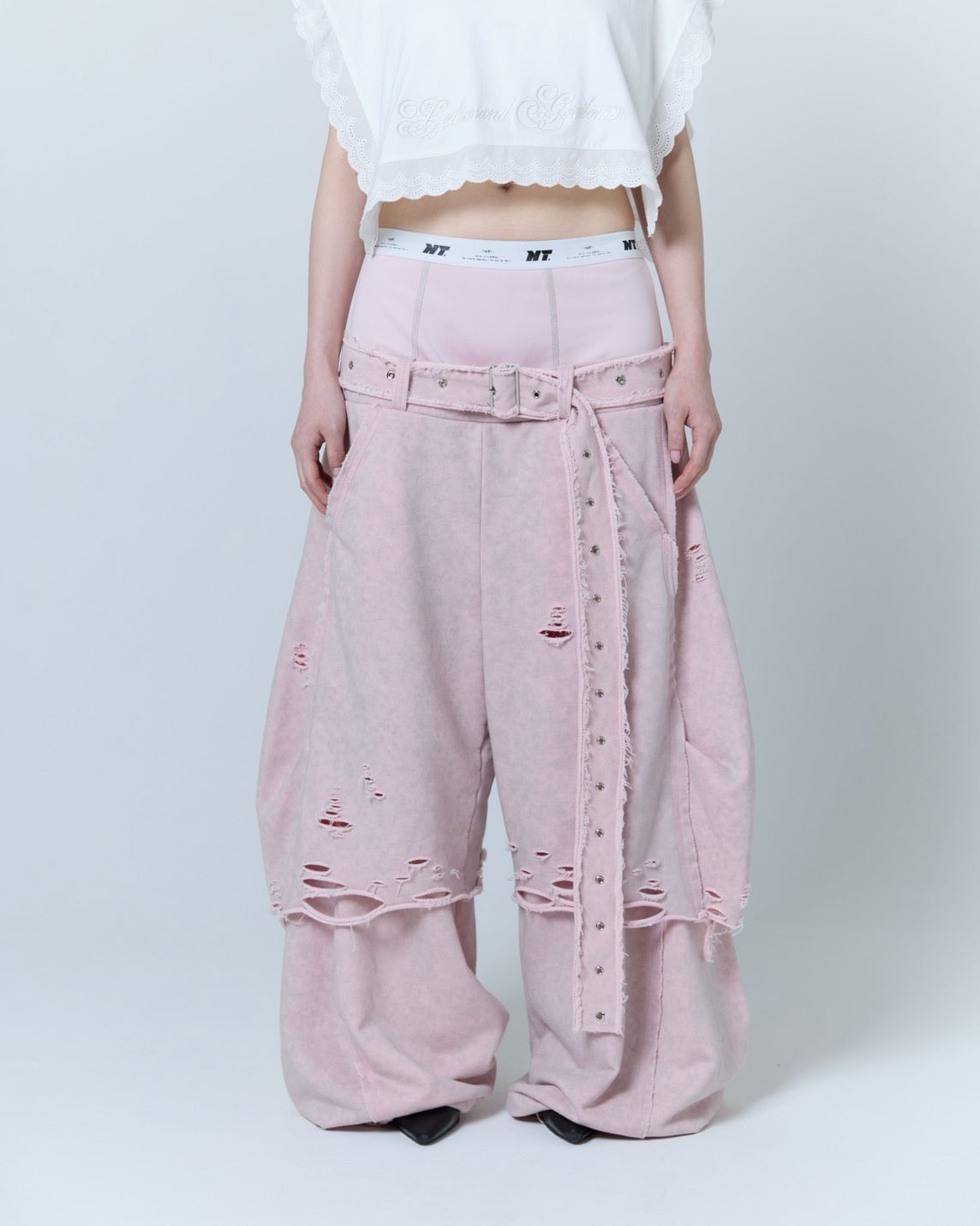 Boxer Destroyed Sweat Pants (Pink)