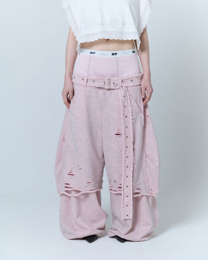 Boxer Destroyed Sweat Pants (Pink)