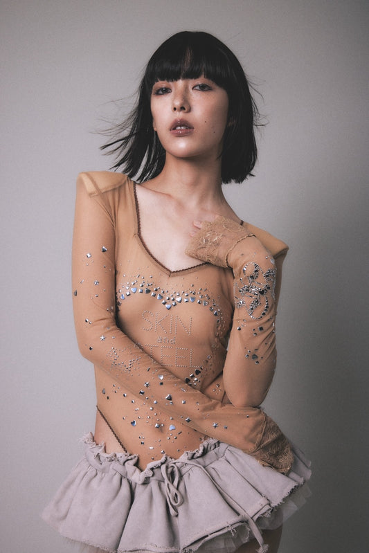 Metallic Sparkle Skin Top(Beige)