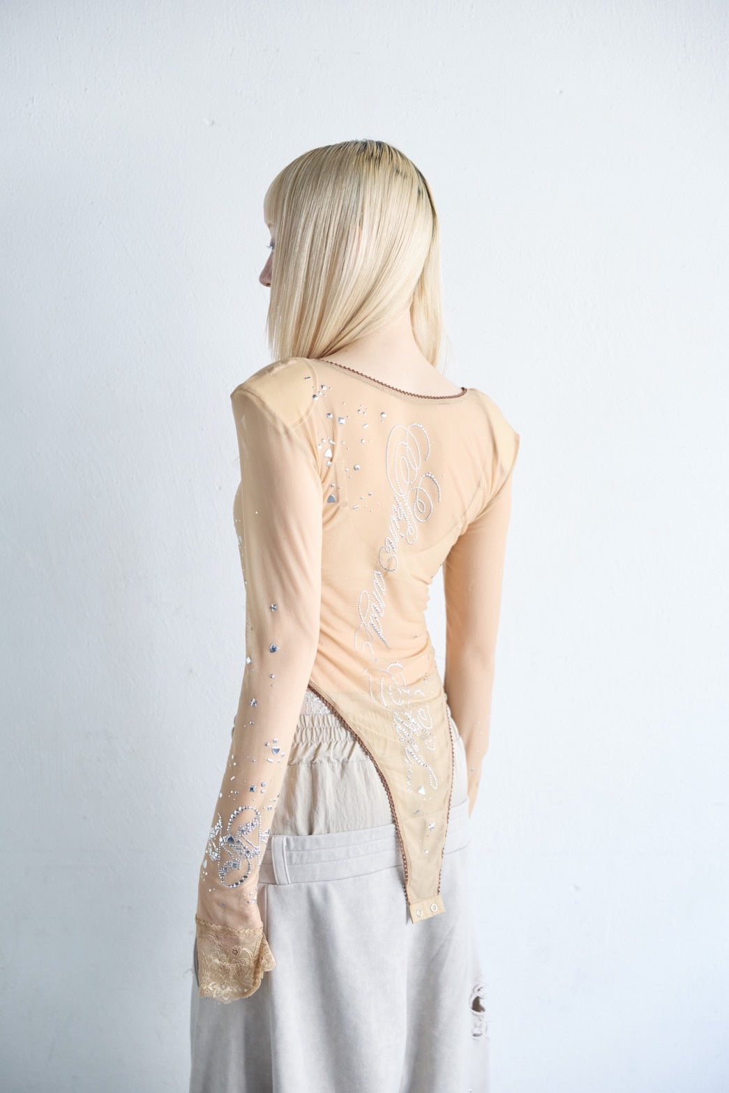 Metallic Sparkle Skin Top(Beige)