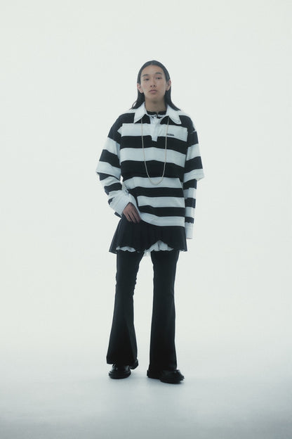 Double Collar Rugby Shirt (White×Black)