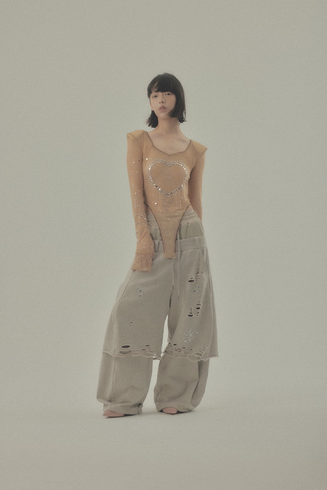 Metallic Sparkle Skin Top(Beige)