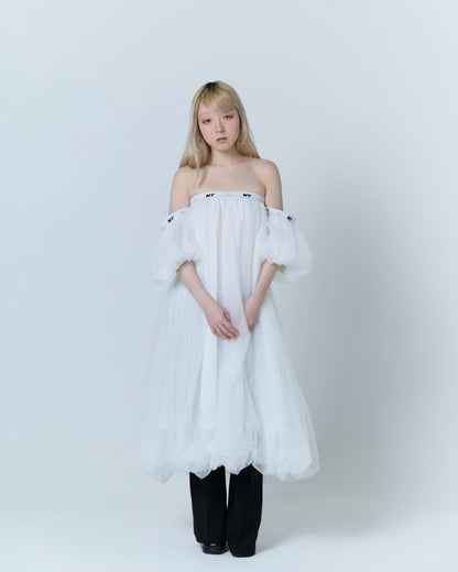 Tulle Bare Dress(White)