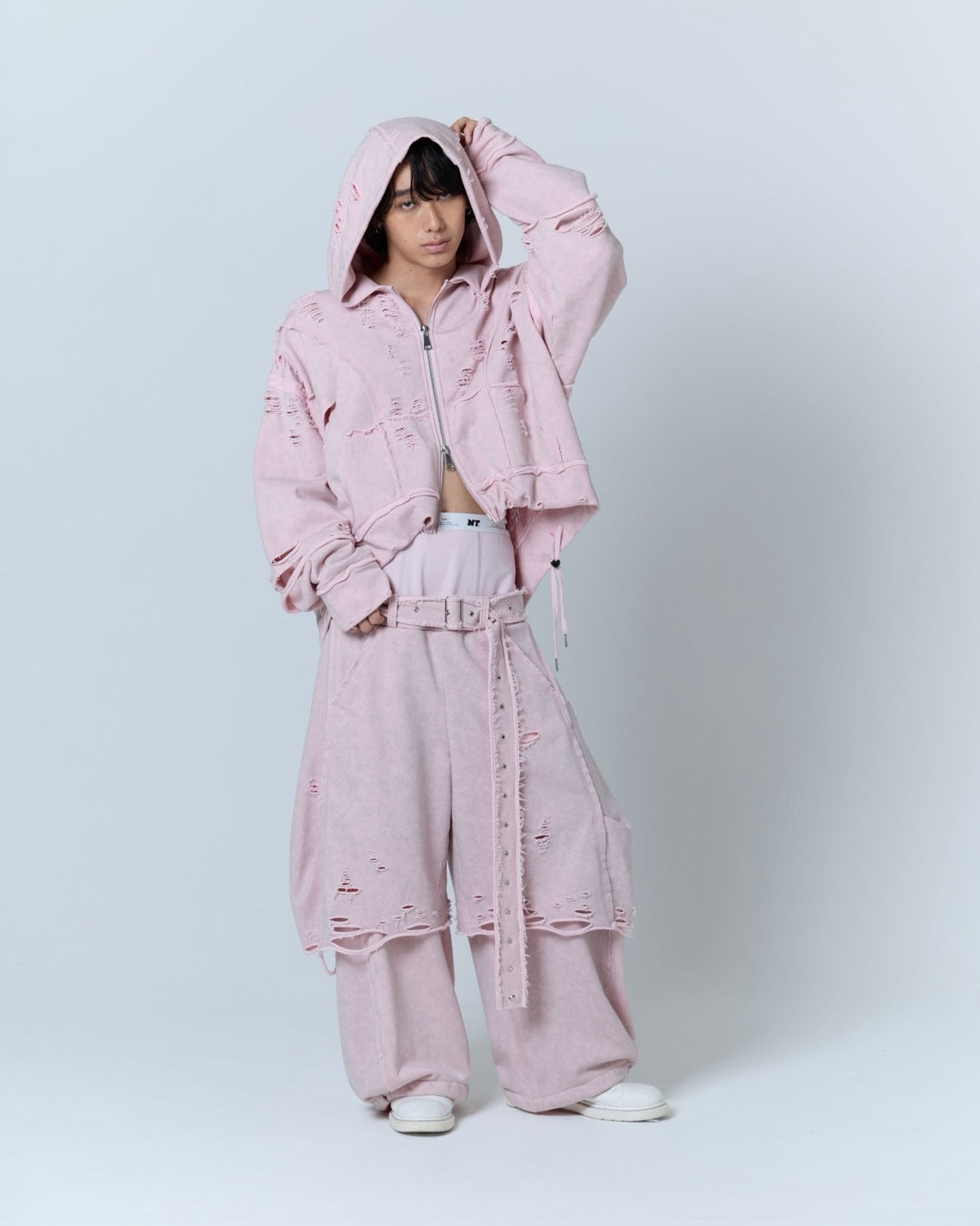 Boxer Destroyed Sweat Pants (Pink)