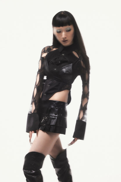 Pierced Lingerie Shirt(Black)