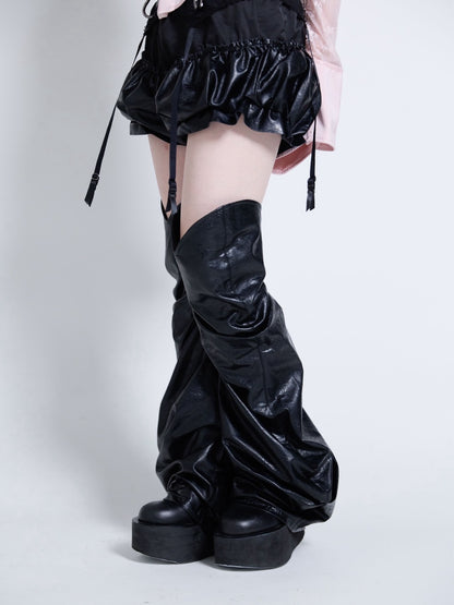 Curve Leather Leg Cover(Black)