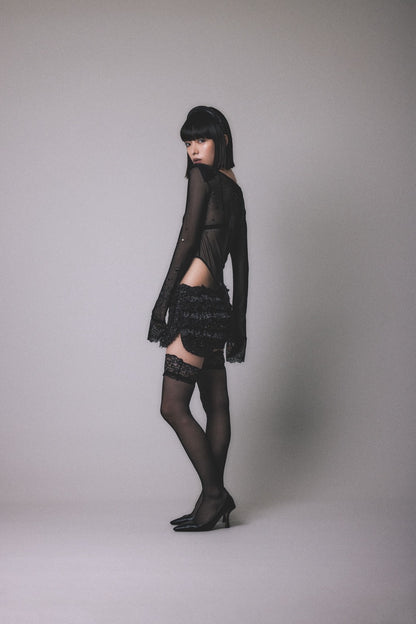 Metallic Sparkle Skin Top(Black)
