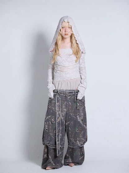 Flocky Lace Veil Top(Ivory)