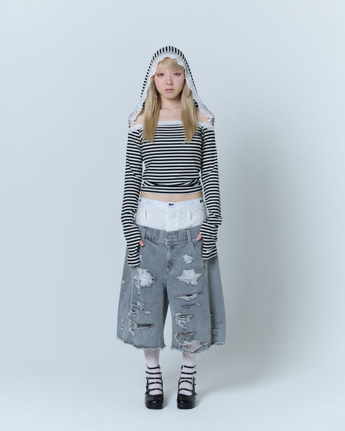 Destroyed Denim and Leg cover (Gray)