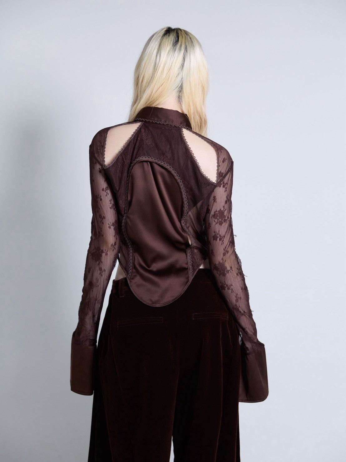 Pierced Lingerie Shirt(Brown)
