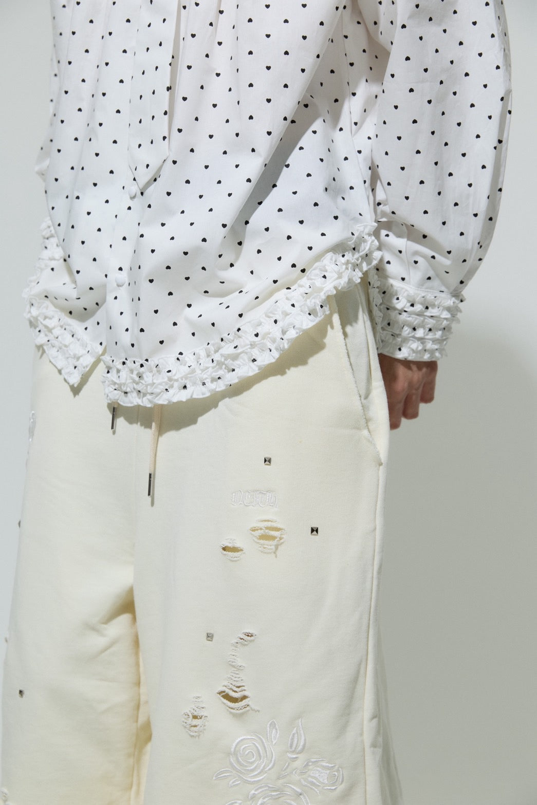 Love Dot Frill Shirt(White)