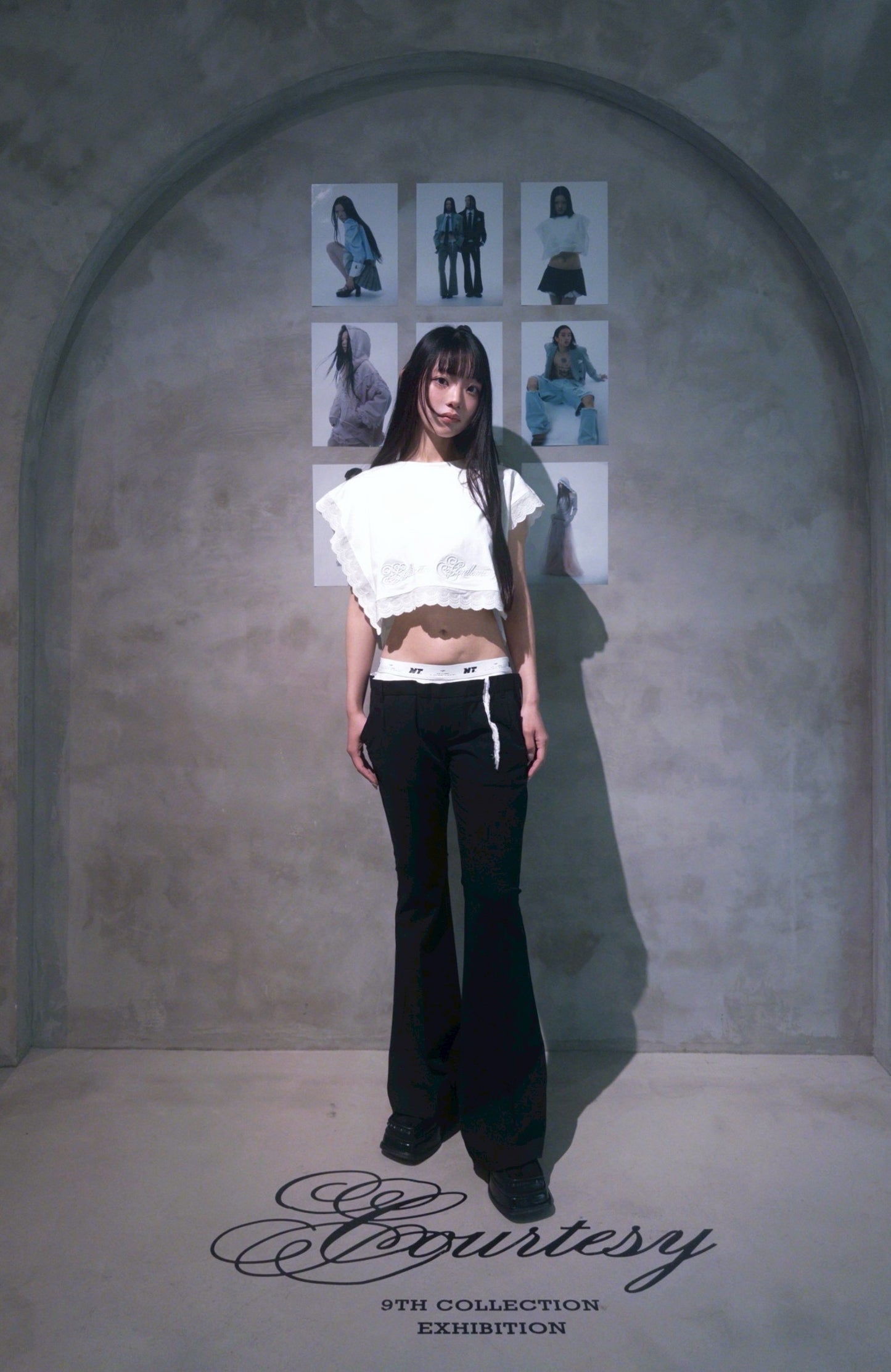Destroyed Flare Trousers (Black）