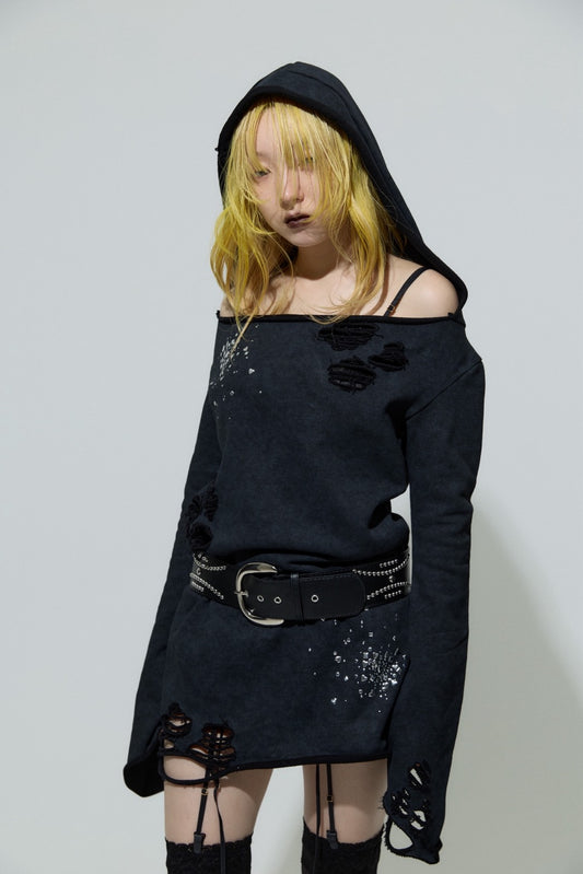 Love Veil Sweat Dress(Black)