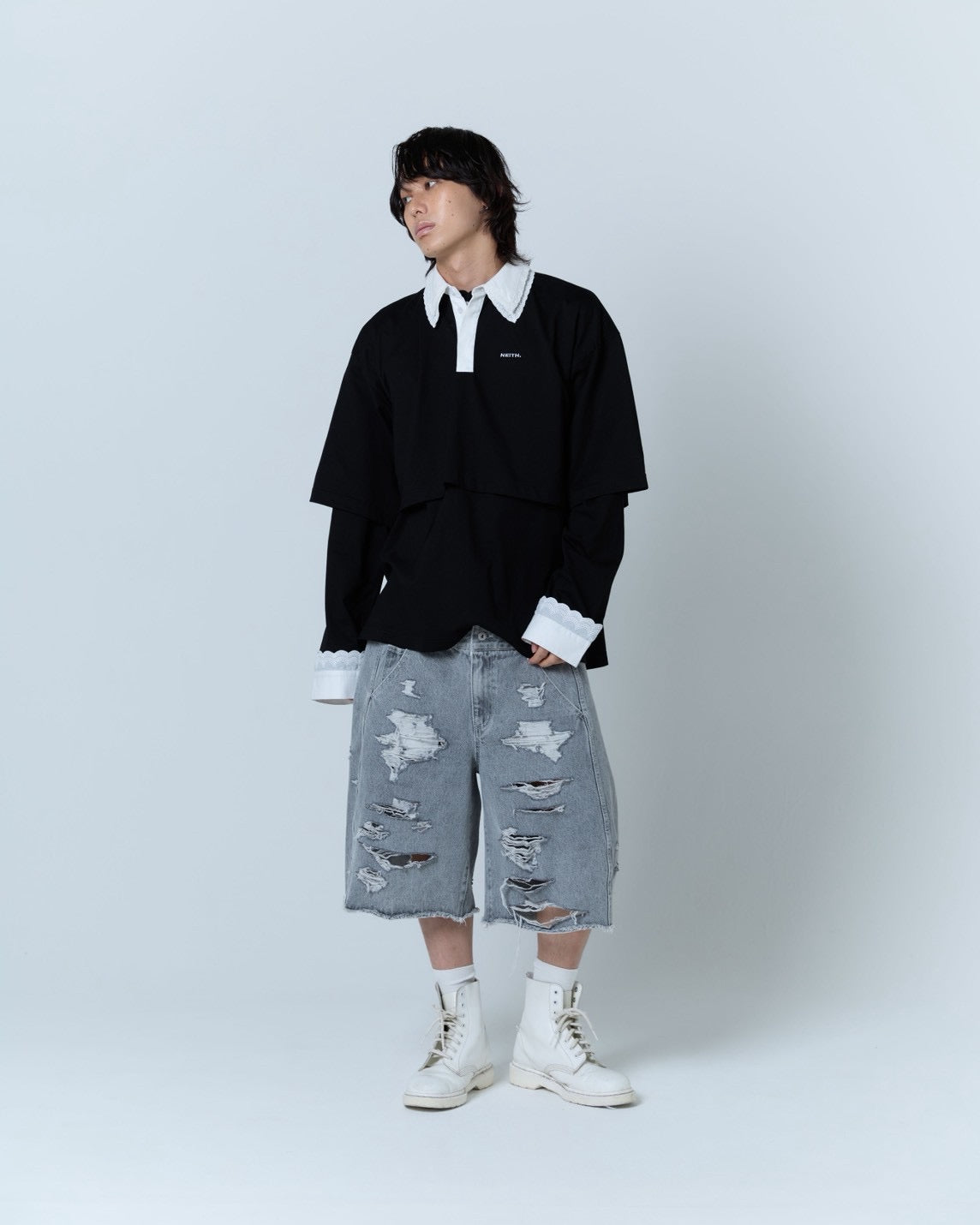 Destroyed Denim and Leg cover (Gray)