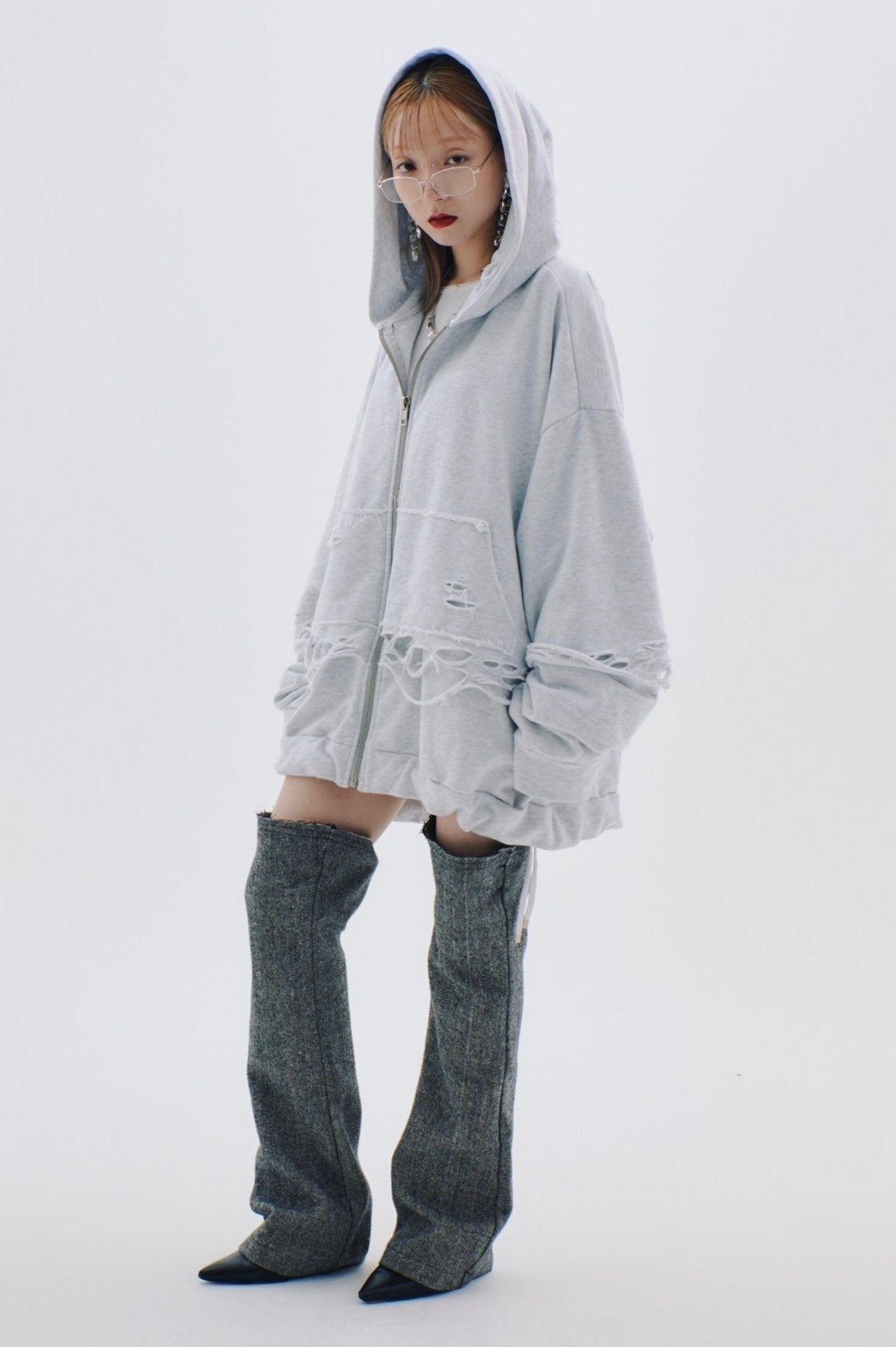 Layered Crush Hoodie(Gray)