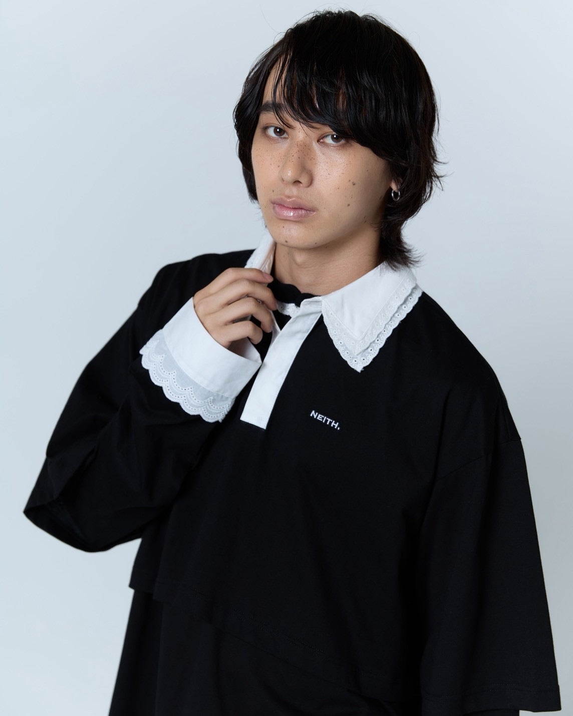 Double Collar Rugger Shirt (Black)