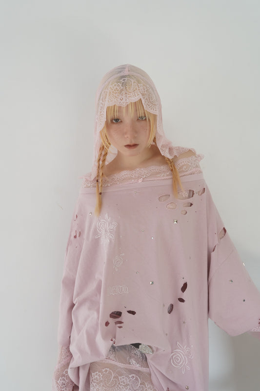 Veil Off-shoulder Dress(Pink)