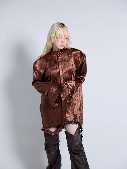 【9月下旬】Velvet Shirt(Brown)