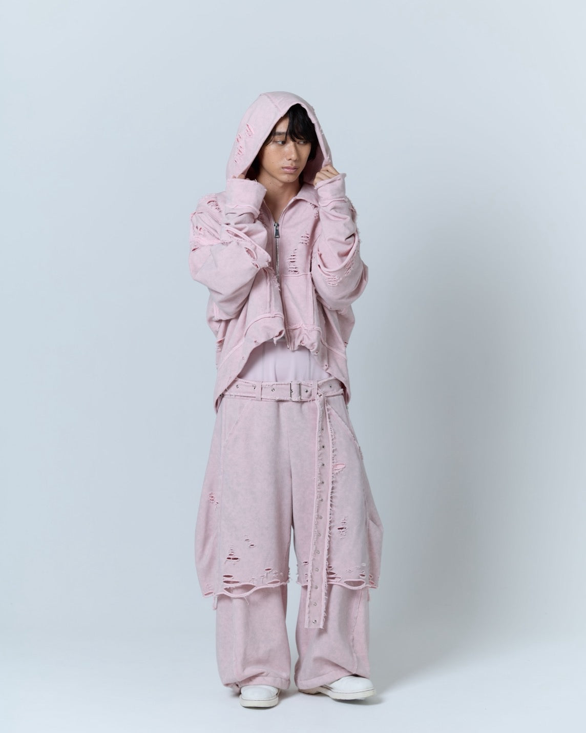 Boxer Destroyed Sweat Pants (Pink)