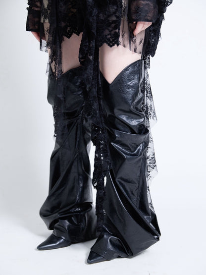 Curve Leather Leg Cover(Black)