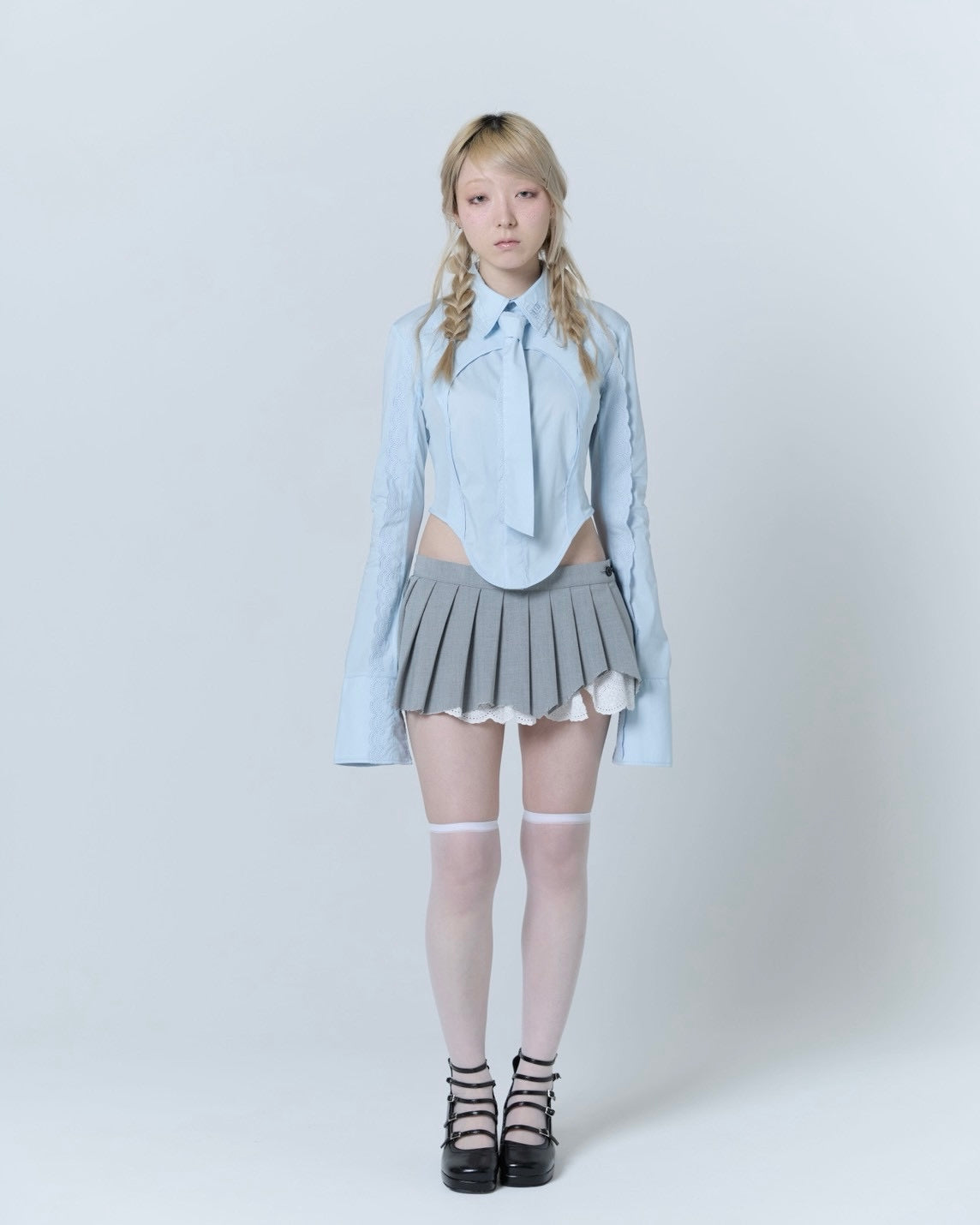 Handkerchief Tied Shirt (Blue)