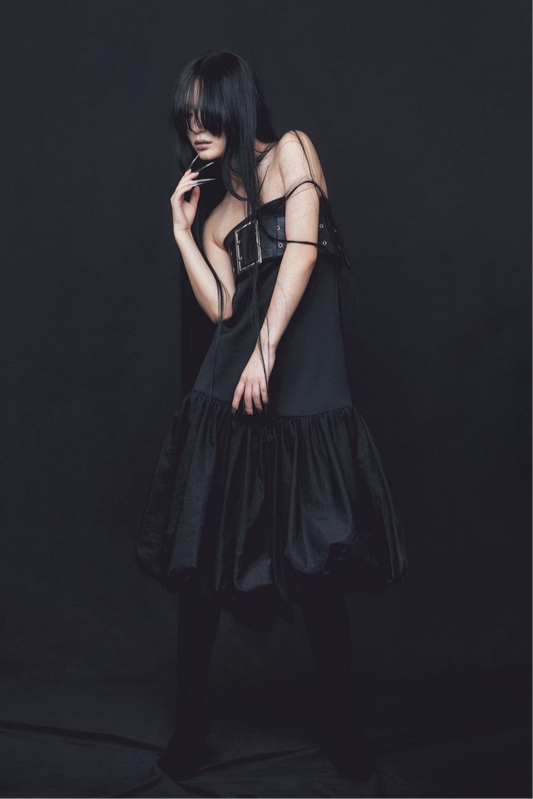 Leather Balloon Dresskirt(Black)