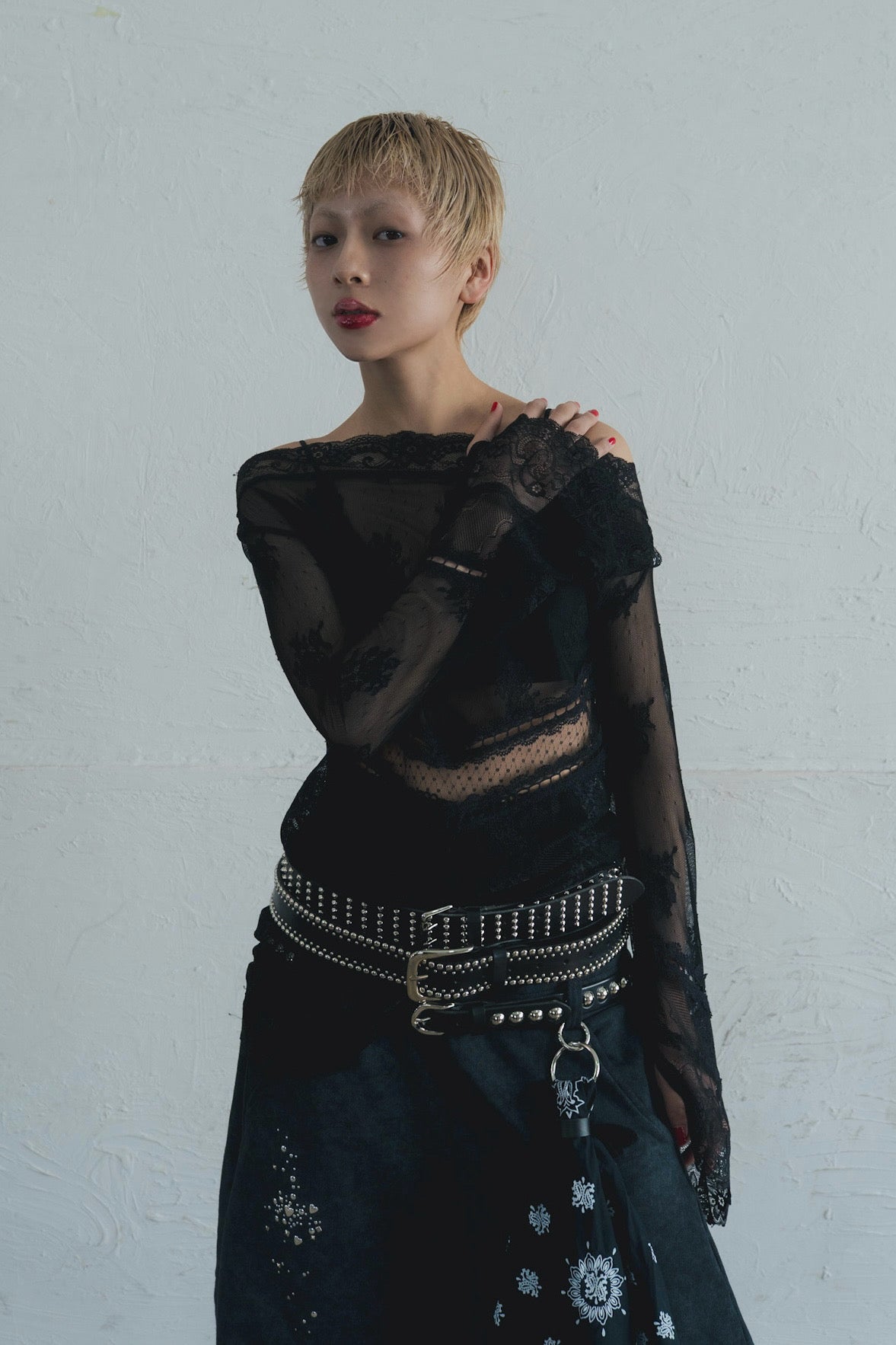 Veil Off-shoulder Dress(Black)