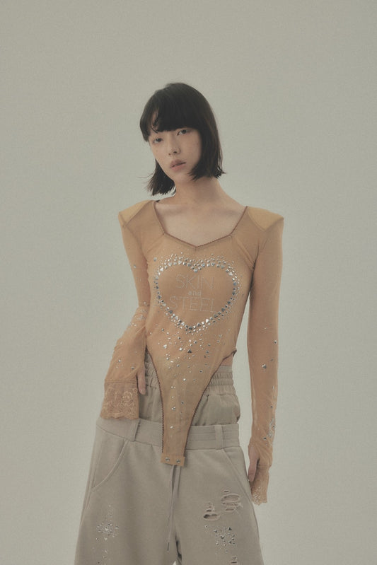 Metallic Sparkle Skin Top(Beige)