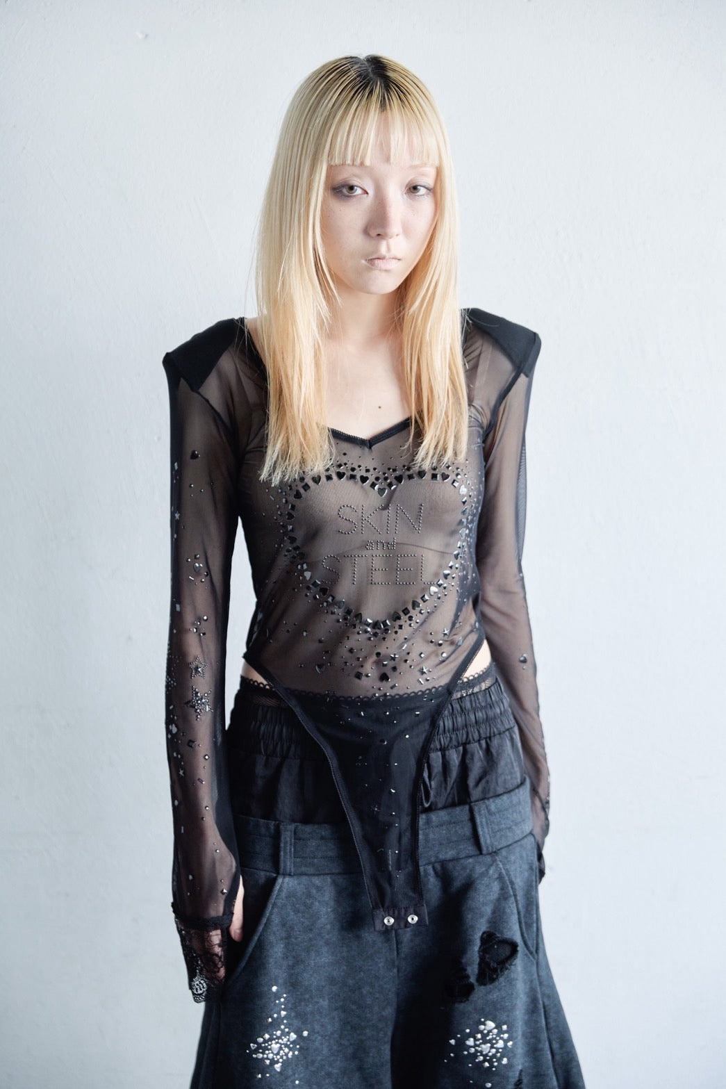 Metallic Sparkle Skin Top(Black)