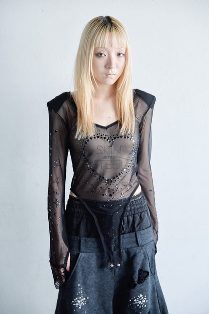 Metallic Sparkle Skin Top(Black)