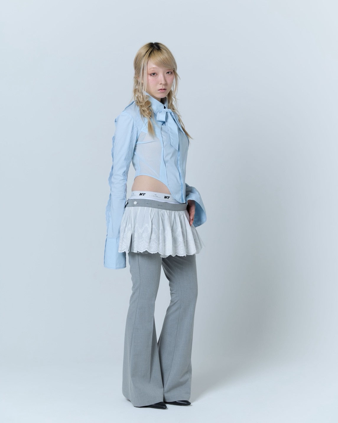 Handkerchief Tied Shirt (Blue)
