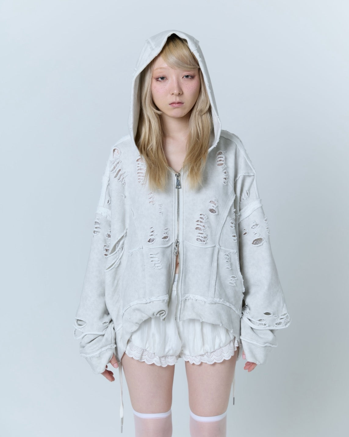Destroyed Crush Hoodie (Powder Gray)