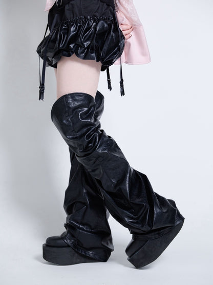 Curve Leather Leg Cover(Black)