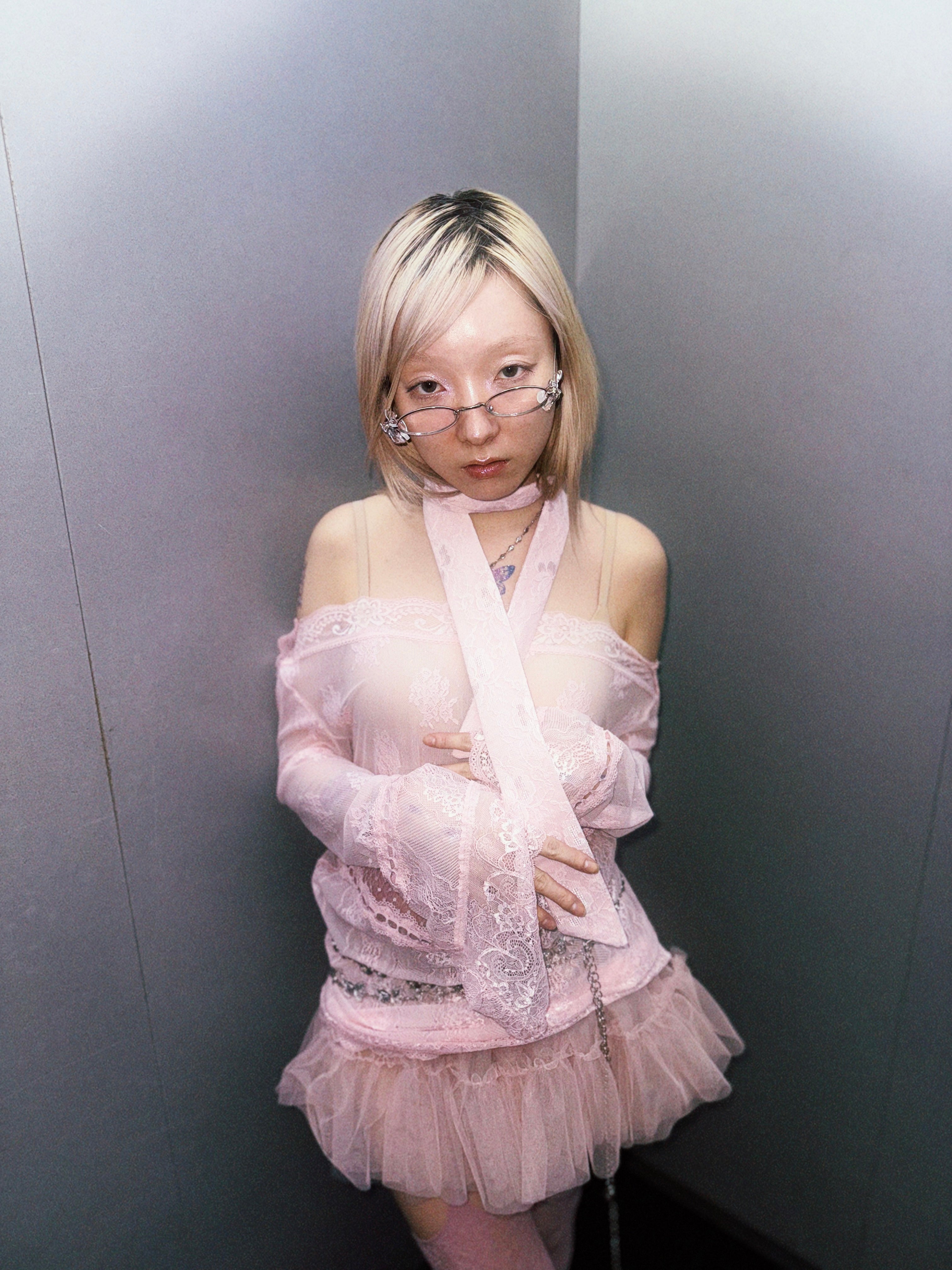 大人 可愛い 服  Multi Tulle neith.onlinestore – Top(Pink) トップス