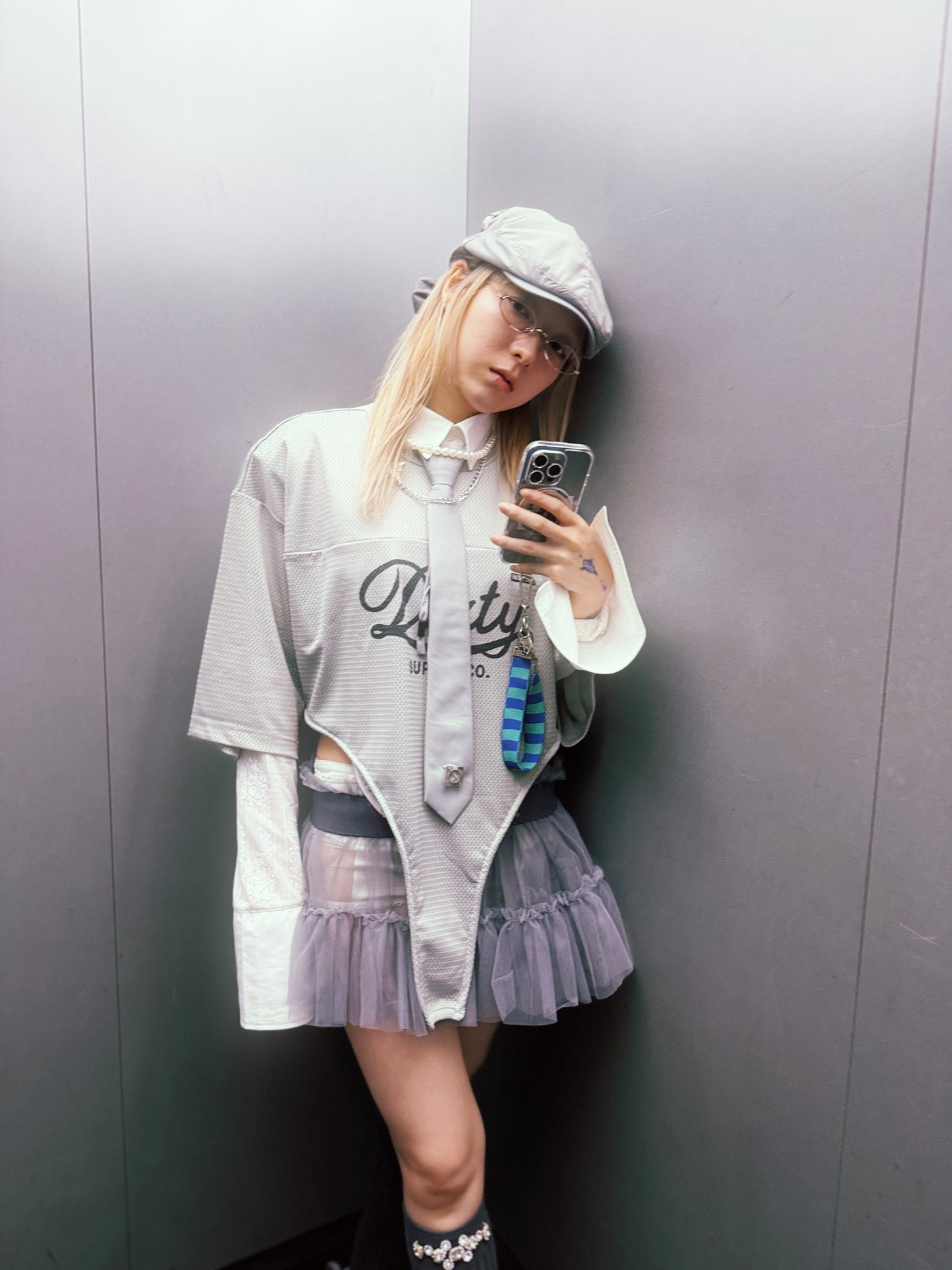 Multi Tulle Top(Gray)