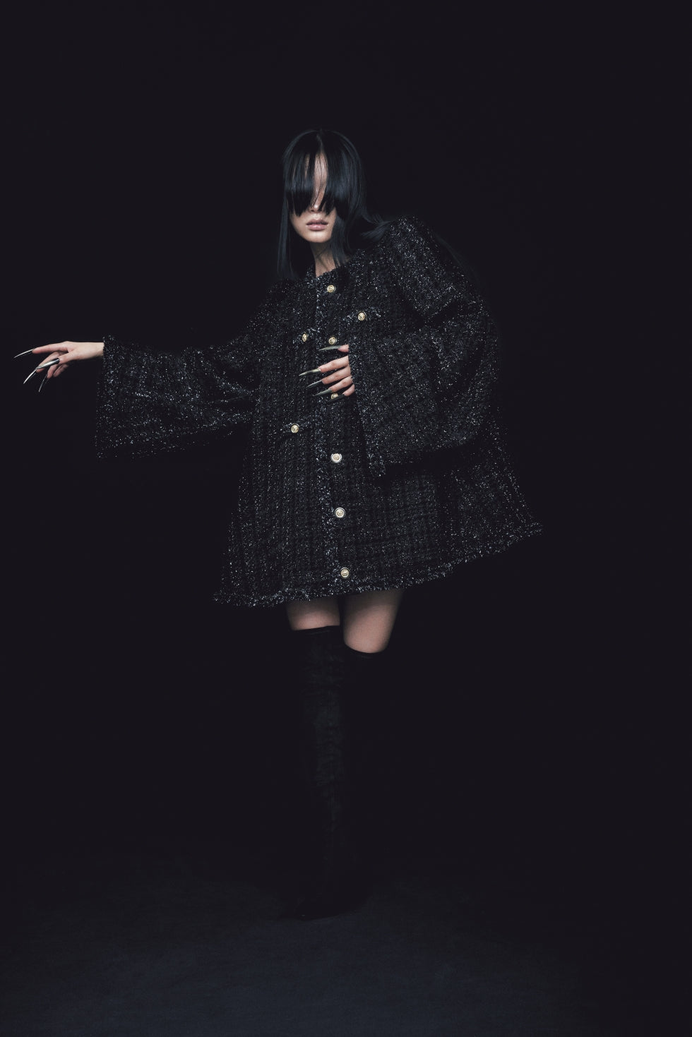 Tweed Bell Dress(Black)