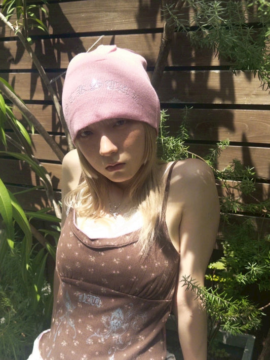 Rhinestone Beanie(Pink)