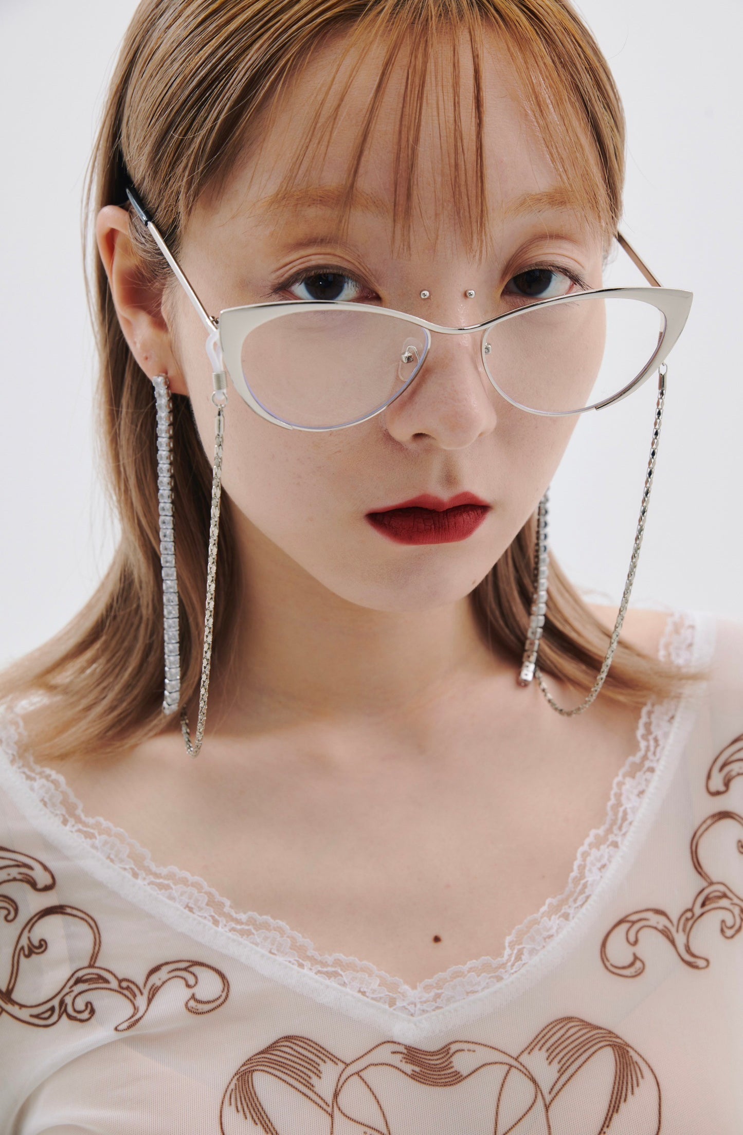 Armed Shape Glasses(Silver)