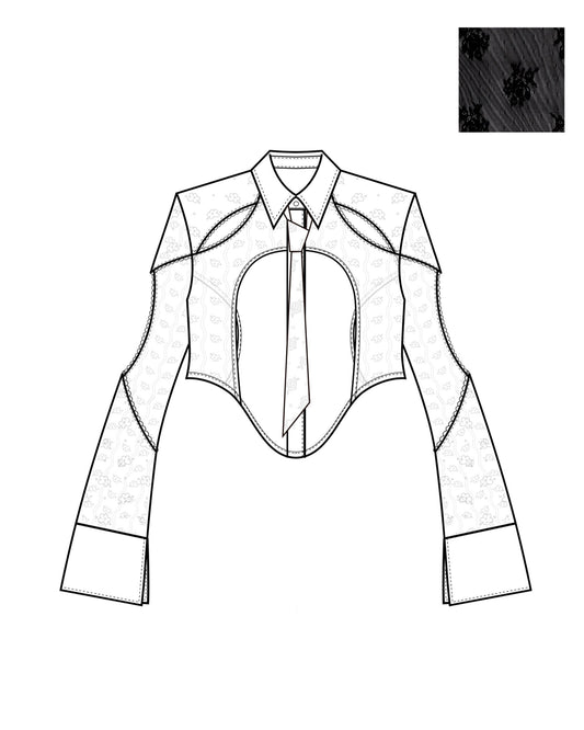 Lace Tied Shirts（Black）【4月上旬発送】
