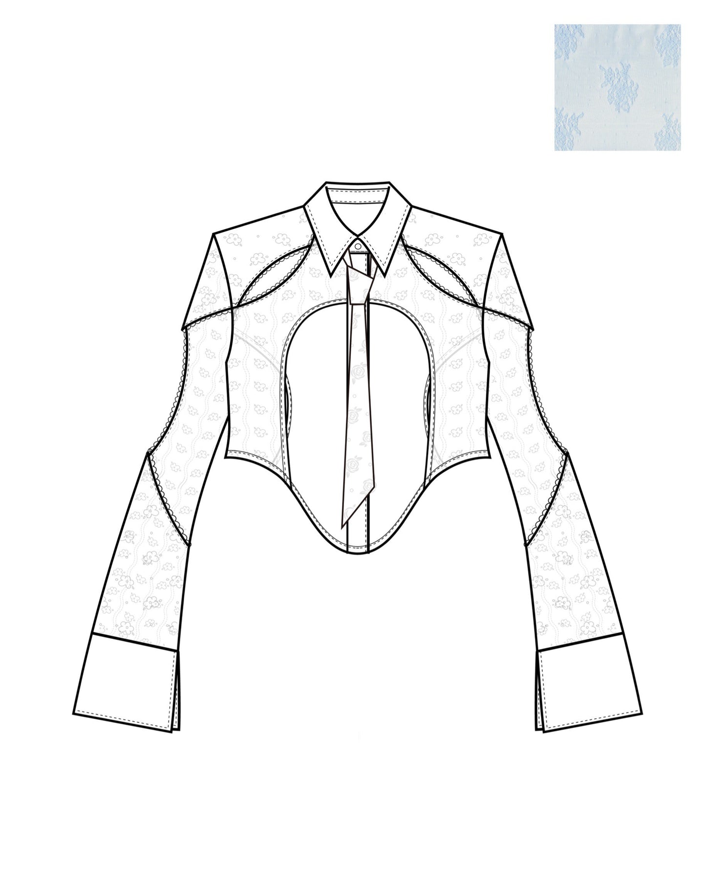 Lace Tied Shirts（Blue）【4月上旬発送】