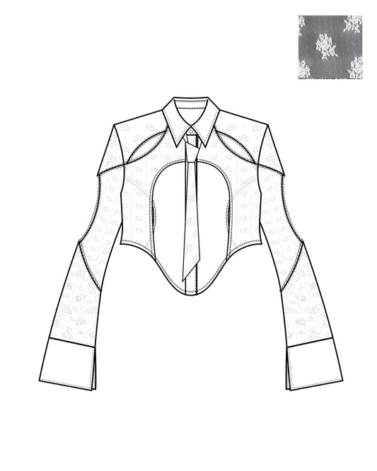 Lace Tied Shirts（White）【4月上旬発送】