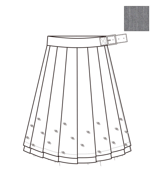 Rose Pleats Skirt Pants（Gray）【4月上旬発送】