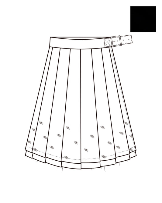 Rose Pleats Skirt Pants（Black）【4月上旬発送】