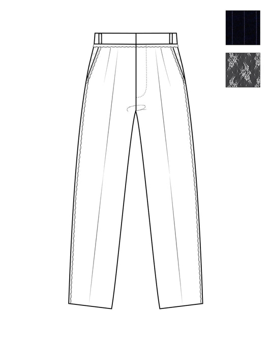 Stripe Lace Trousers（Navy）【4月上旬発送】