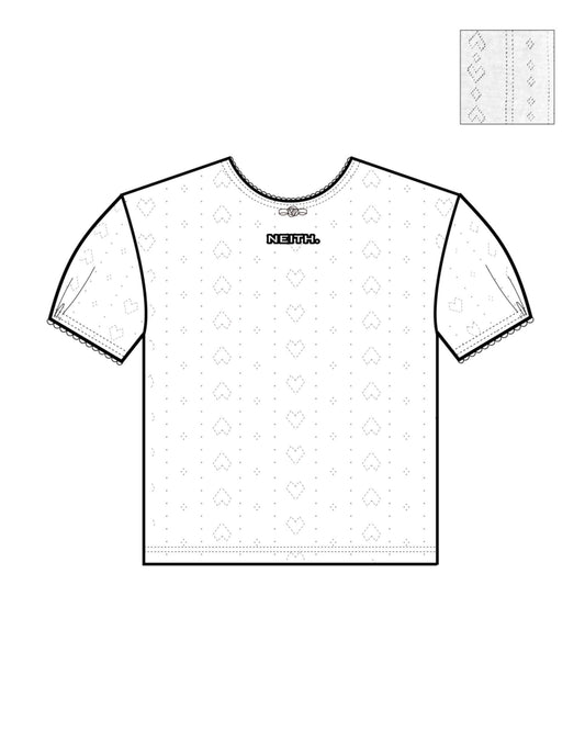 Eyeletknit T-shirts(White）【4月上旬発送】